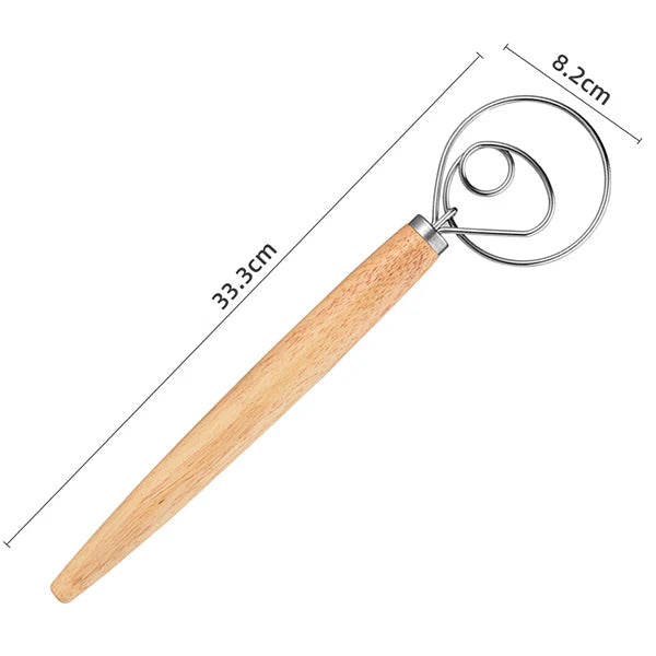 Gran batidor de masa danés de mano batidora de pan de acero inoxidable batidor de pastel masa batidor de huevos herramienta de cocina para hornear