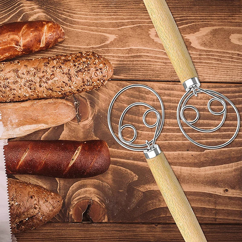 Gran batidor de masa danés de mano batidora de pan de acero inoxidable batidor de pastel masa batidor de huevos herramienta de cocina para hornear