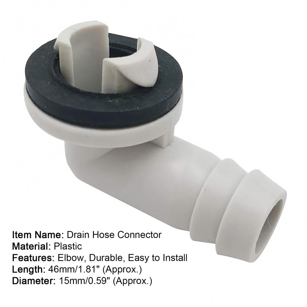 Conector de codo para manguera de desagüe de aire acondicionado de plástico 80% HOT con anillo de goma