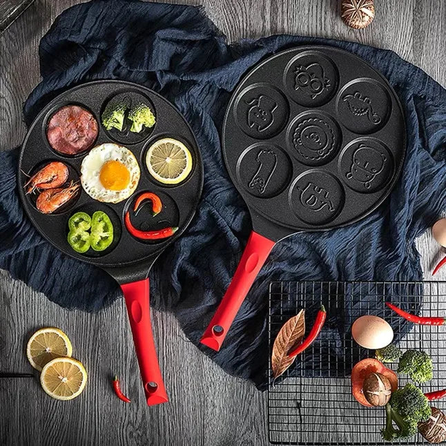Sartén para Desayuno de Siete Huecos Antiadherente Sartén con Fondo Plano Sartén Porosa para Tortillas Molde para Tortilla de Bebé