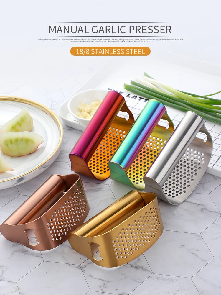 Gadgets de Cocina Multifuncionales Prensa de Ajo de Acero Inoxidable Manual Exprimidor de Jengibre y Ajo Triturador Herramientas para Verduras Abridor de Botellas