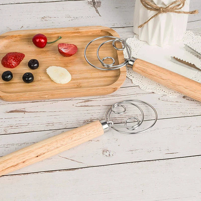 Gran batidor de masa danés de mano batidora de pan de acero inoxidable batidor de pastel masa batidor de huevos herramienta de cocina para hornear