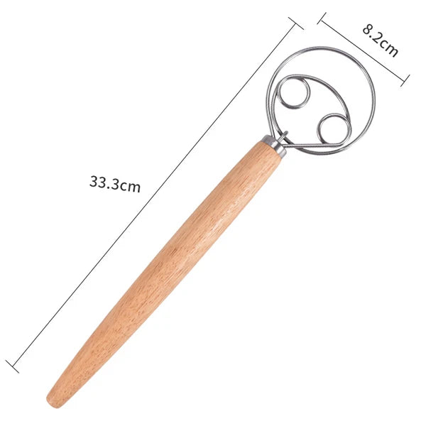 Gran batidor de masa danés de mano batidora de pan de acero inoxidable batidor de pastel masa batidor de huevos herramienta de cocina para hornear