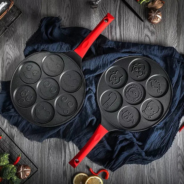 Sartén para Desayuno de Siete Huecos Antiadherente Sartén con Fondo Plano Sartén Porosa para Tortillas Molde para Tortilla de Bebé