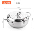 Olla para freír profunda japonesa LMETJMA con termómetro y tapa, freidora de tempura de cocina de acero inoxidable 304, sartén de 20-24 cm KC0405