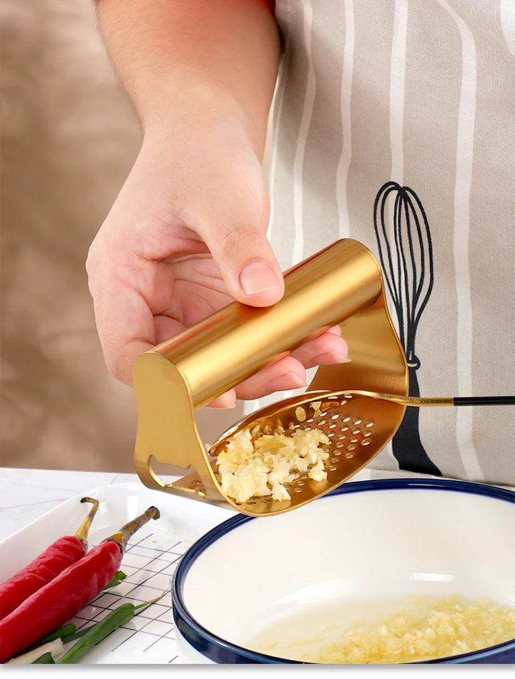 Gadgets de Cocina Multifuncionales Prensa de Ajo de Acero Inoxidable Manual Exprimidor de Jengibre y Ajo Triturador Herramientas para Verduras Abridor de Botellas