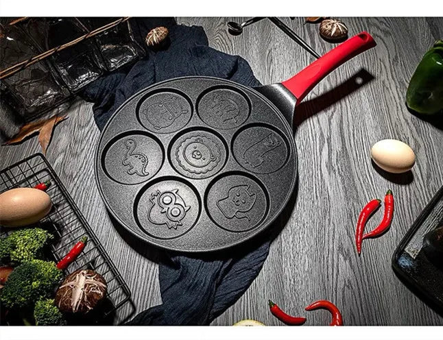 Sartén para Desayuno de Siete Huecos Antiadherente Sartén con Fondo Plano Sartén Porosa para Tortillas Molde para Tortilla de Bebé