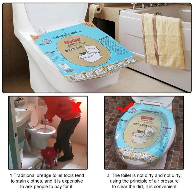 Elevadores de Asiento de Inodoro, Desatascador, Inodoro Obstruido, Película, Pegatina Desechable para Inodoro, Desatascador, Limpieza Fácil de Película Obstruida, Seguro y Limpio
