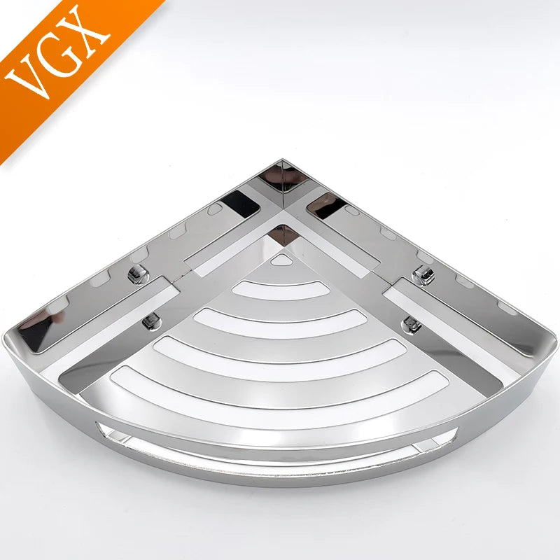 Estante de Esquina para Ducha de Baño VGX, Organizador de Almacenamiento, Estantes Montados en la Pared, Cesta de Acero Inoxidable, Accesorios de Cocina