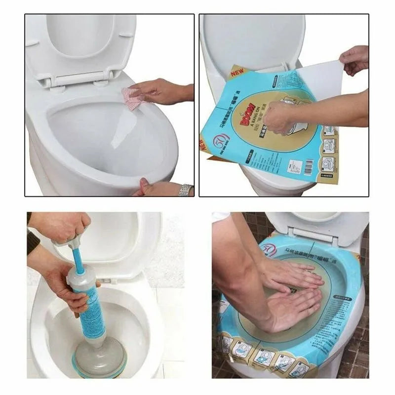 Elevadores de Asiento de Inodoro, Desatascador, Inodoro Obstruido, Película, Pegatina Desechable para Inodoro, Desatascador, Limpieza Fácil de Película Obstruida, Seguro y Limpio
