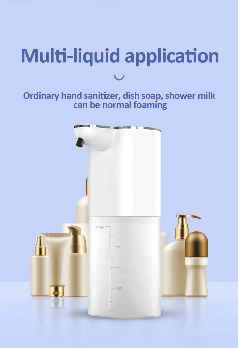 Dispensadores de Jabón Automáticos 400ml 4 Marchas Ajustables Máquina Inteligente de Lavado de Manos para Baño USB Recargable Desinfectante de Manos Sin Contacto
