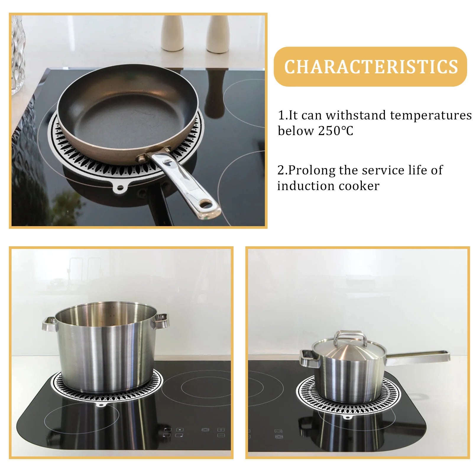 4 piezas de almohadilla de aislamiento para cocina de inducción, protector de encimera, salvamanteles, silicona antideslizante, almohadilla de aislamiento térmico, protector de mostrador