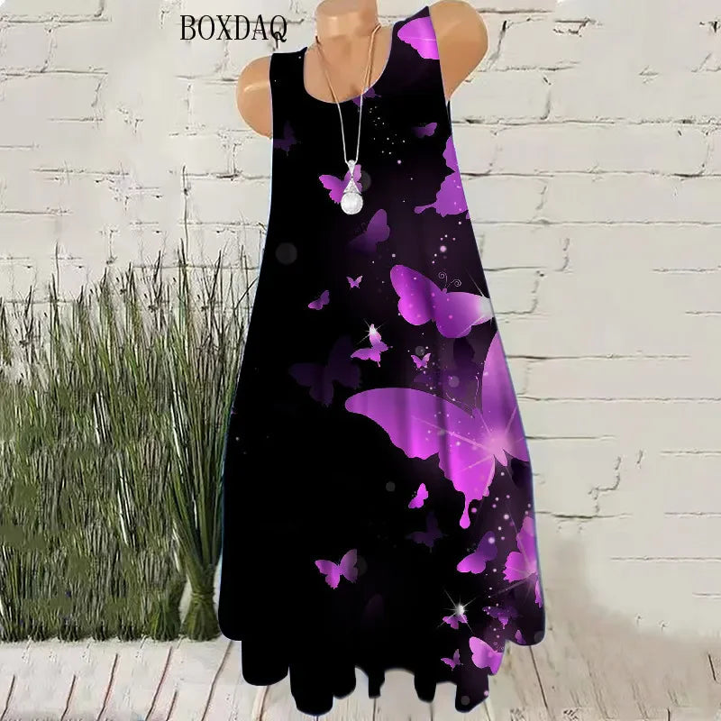 Vestido Playero Suelto de verano con Estampado Vibrante