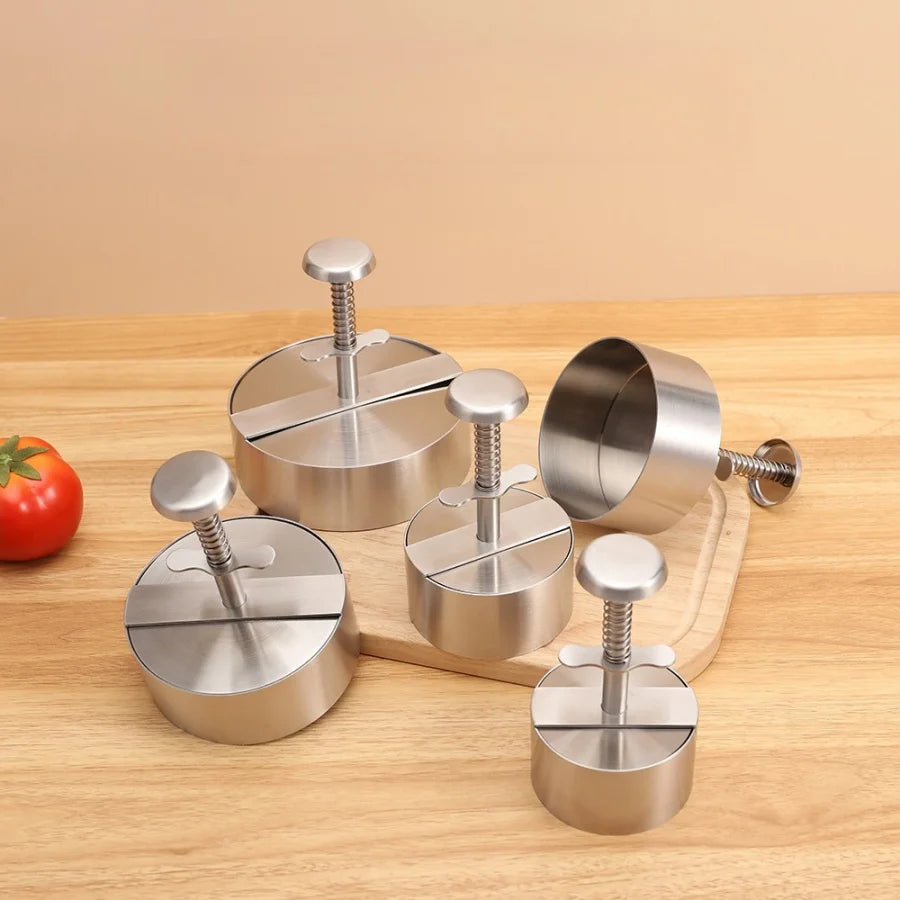 Prensa para Hamburguesas, Acero Inoxidable 304, Antiadherente, Molde Redondo Manual para Bolas de Arroz, Grosor Ajustable, Herramientas de Cocina para Carne de Res y BBQ