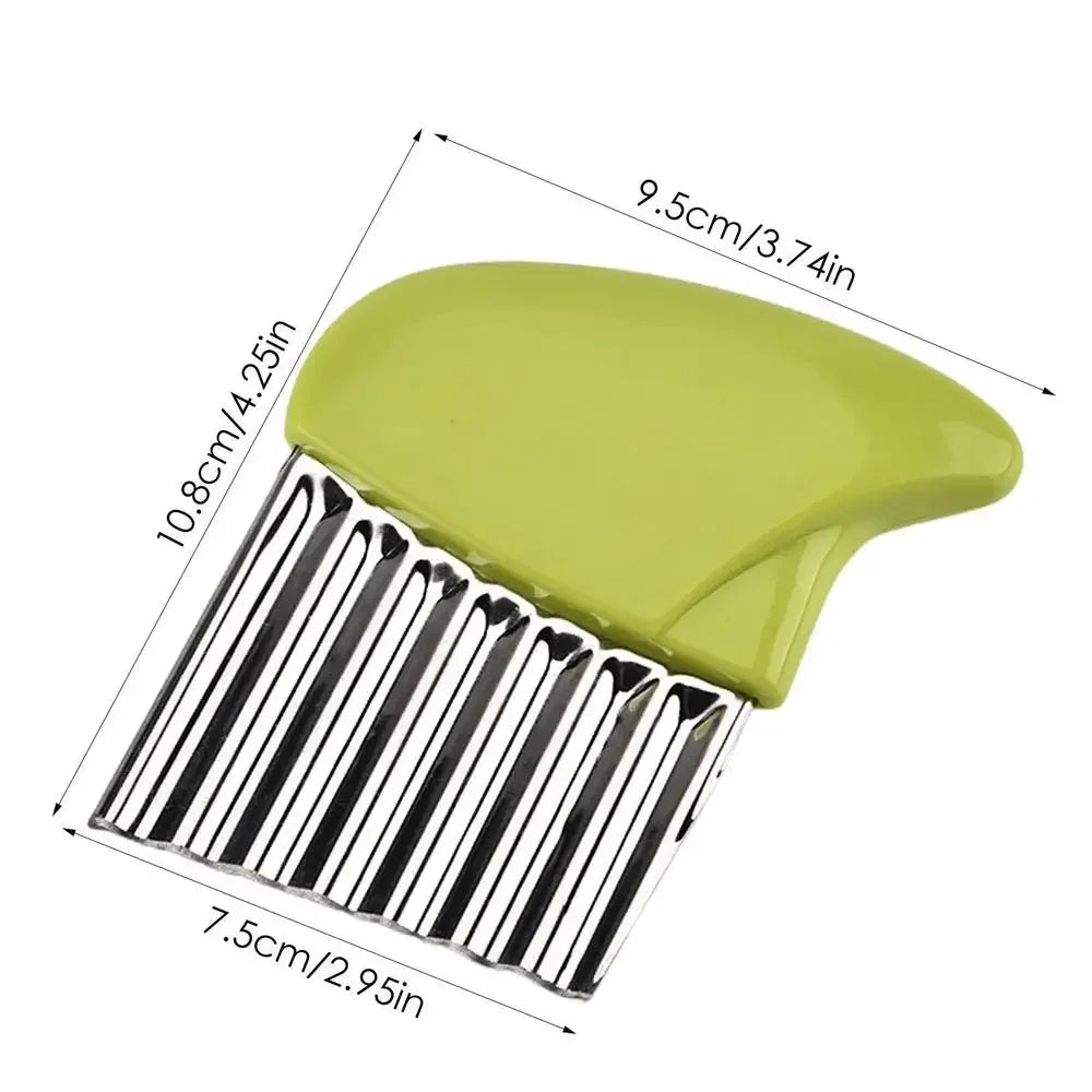 Cortador de Papas de Acero Inoxidable, Cortador de Verduras y Frutas, Cuchillo Ondulado Acanalado, Gadget de Cocina para Papas Fritas