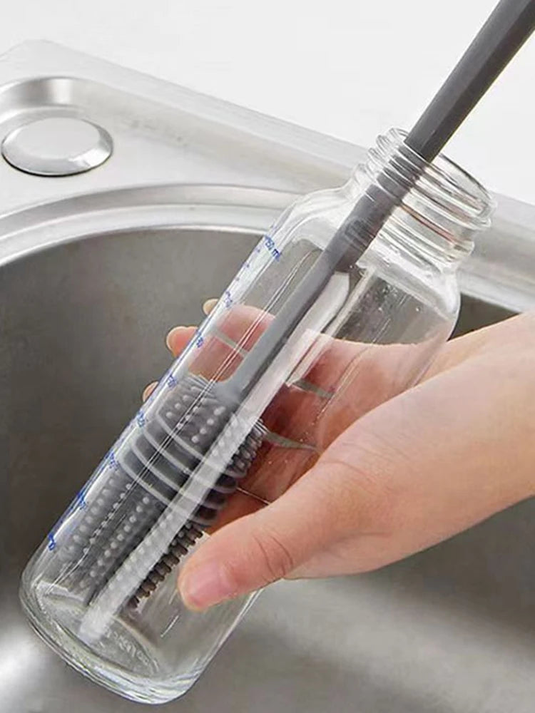 Cepillo de silicona para botella de leche, cepillo limpiador de vasos, cepillo para manchas de té, herramienta de limpieza de cocina, cepillos para botellas de mango largo