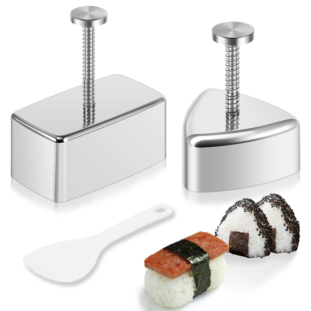 Molde para Onigiri Antiadherente de Acero Inoxidable Triangular y Rectangular Molde para Bolas de Arroz DIY Musubi Sushi Prensa para Almuerzo de Niños Bento