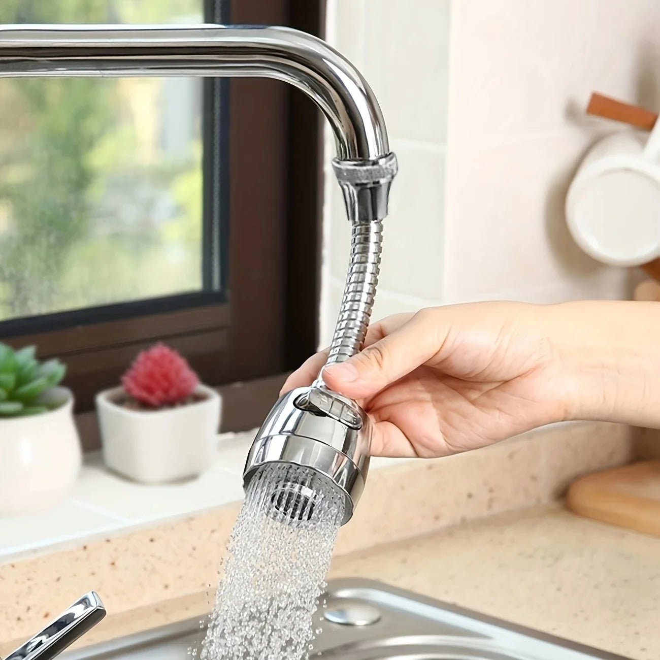 Dual-Speed Faucet Aerator with 360° Rotating Anti-Splash Spray Head