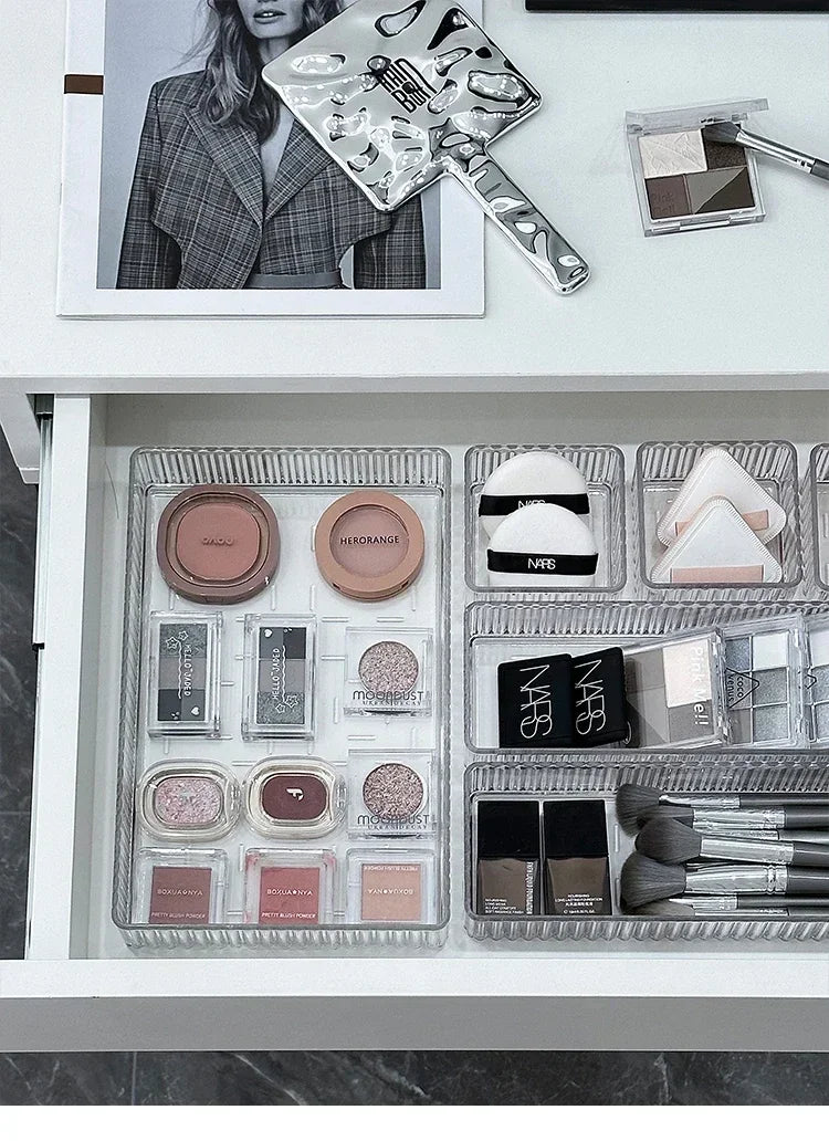 Organizador Modular de Cajones Transparente Bandejas de Almacenamiento Multiuso para Maquillaje, Tocador de Baño, Herramientas de Cocina y Organización de Cuidado de la Piel