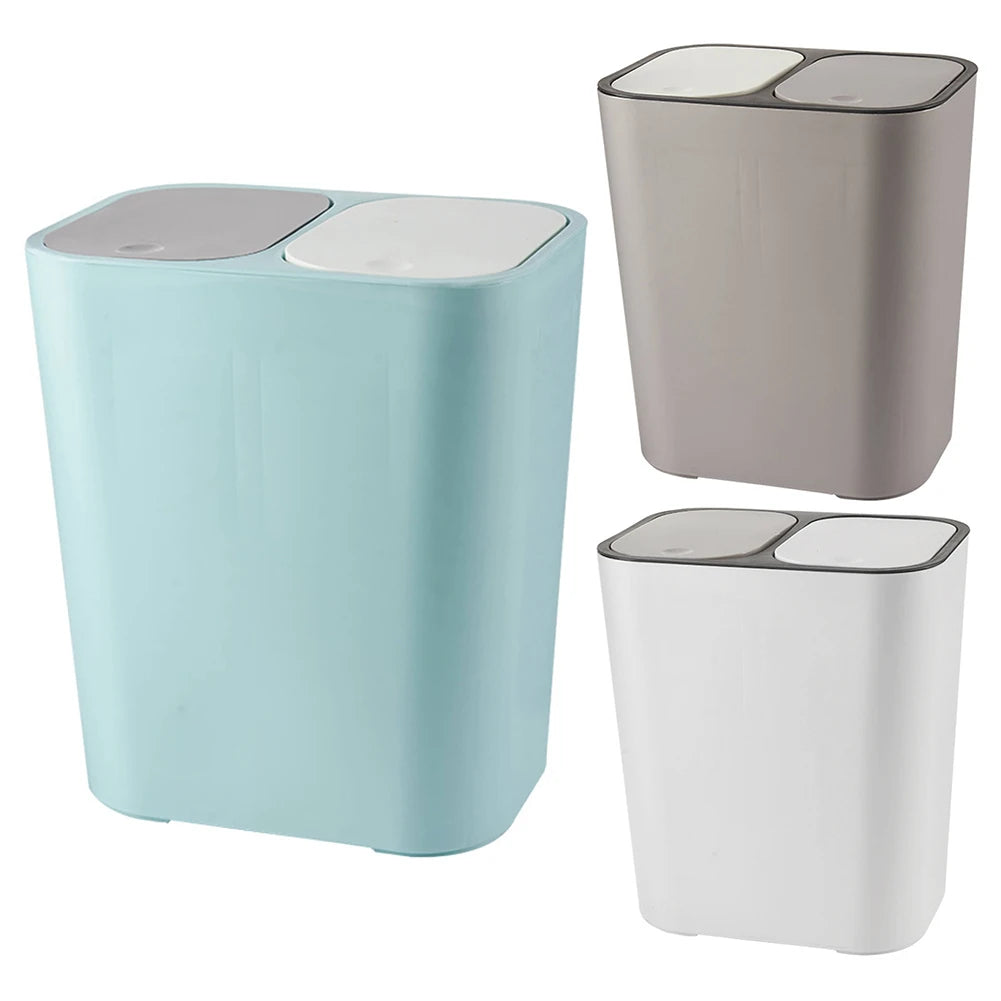 Cubo de basura de cocina de 15L Doble reciclaje 2 secciones Decoración del hogar Sala de estar Dormitorio Baño