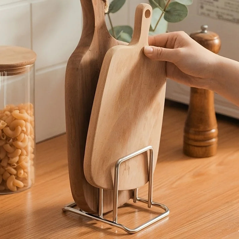 Stainless Steel Pot Lid and Cutting Board Organizer Countertop Rack