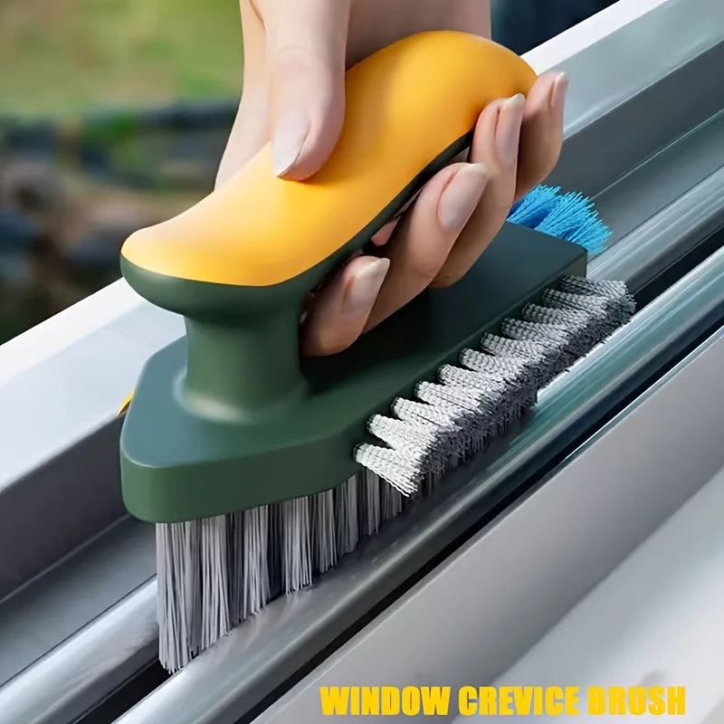 Cepillo 4 en 1 con escobilla para limpieza de ranuras y huecos, raspador de vidrio, cepillo para cocina, baño, suelo y neumáticos, cepillo de limpieza para el hogar