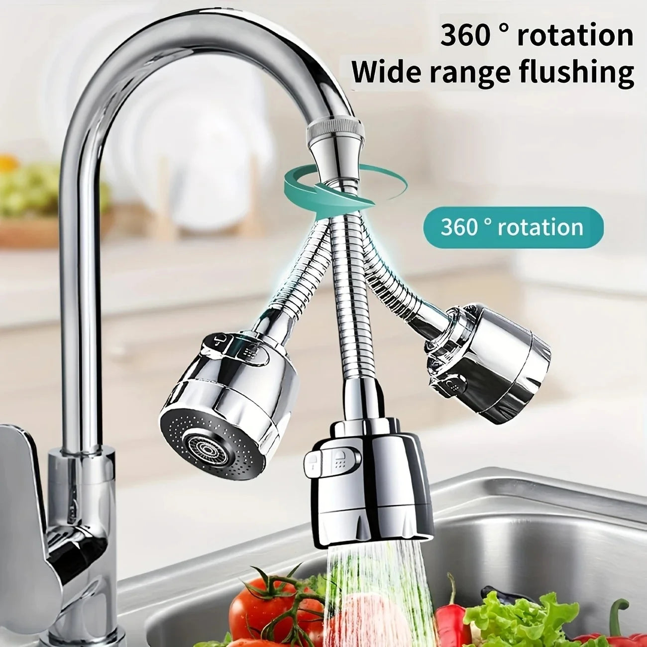 Dual-Speed Faucet Aerator with 360° Rotating Anti-Splash Spray Head