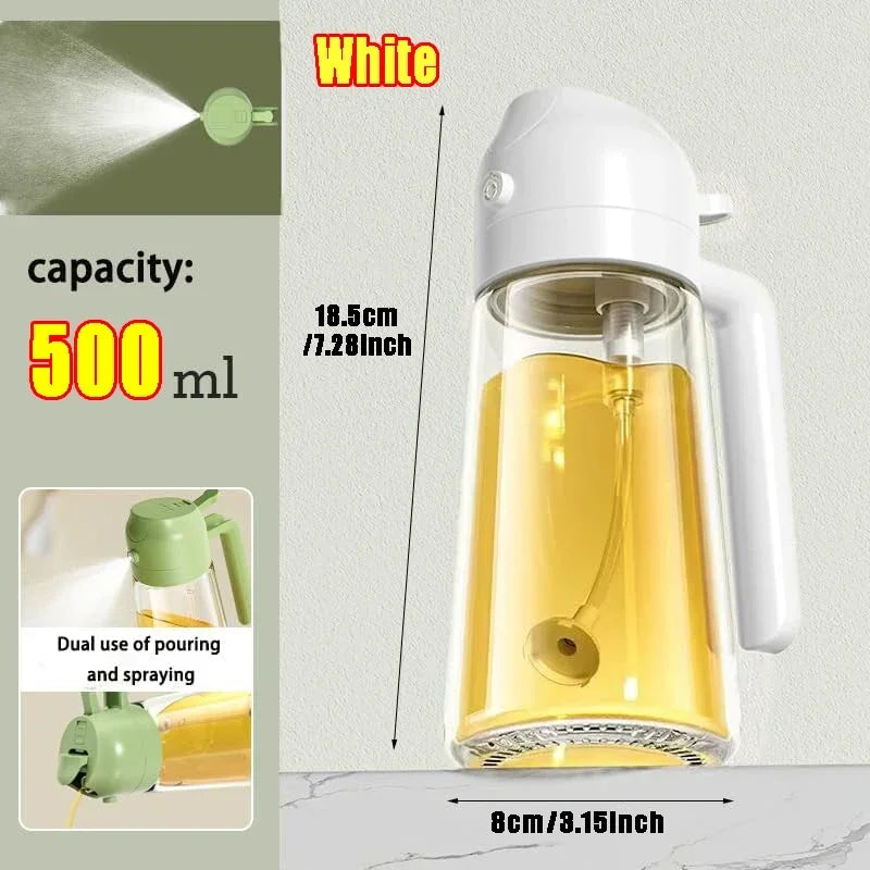 Spray de Aceite de Cocina 2 en 1 Botella Rociadora de Aceite de Vidrio Botella Multifuncional Dispensadores de Aceite para Cocinar y Barbacoa Rociador de Aceite de Oliva Herramienta de Cocina