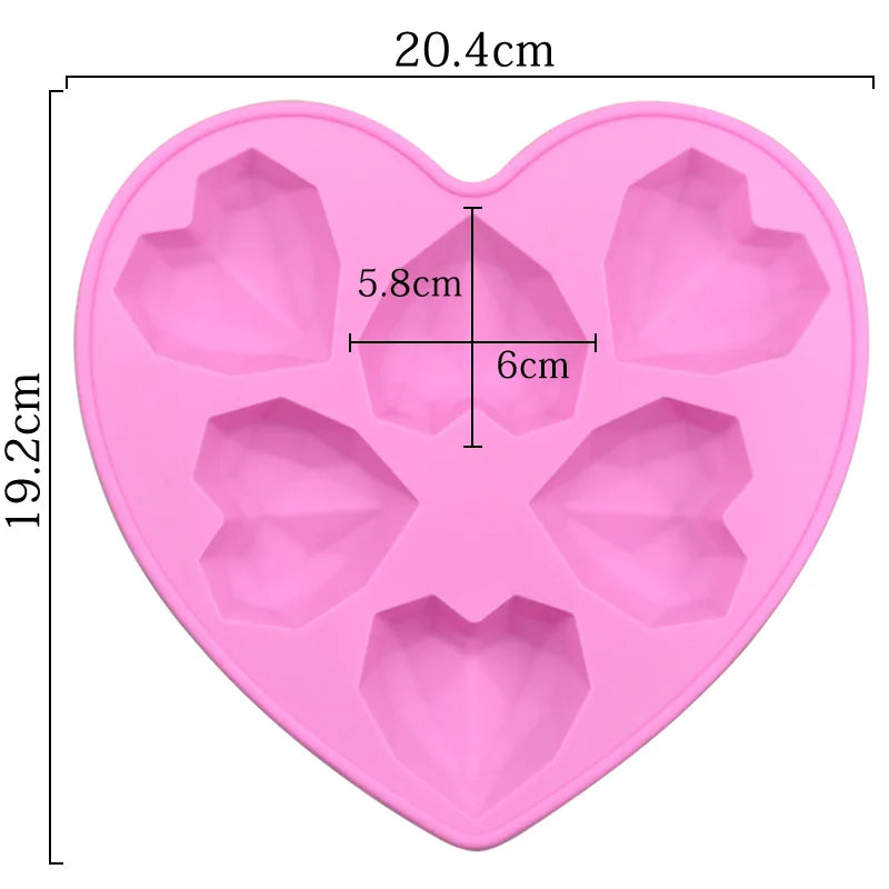 Juego de Moldes de Silicona en Forma de Diamante con Letras y Números, 1/6/8 Cavidades en Forma de Corazón para Mousse, Pasteles, Chocolate, Jabón y Velas