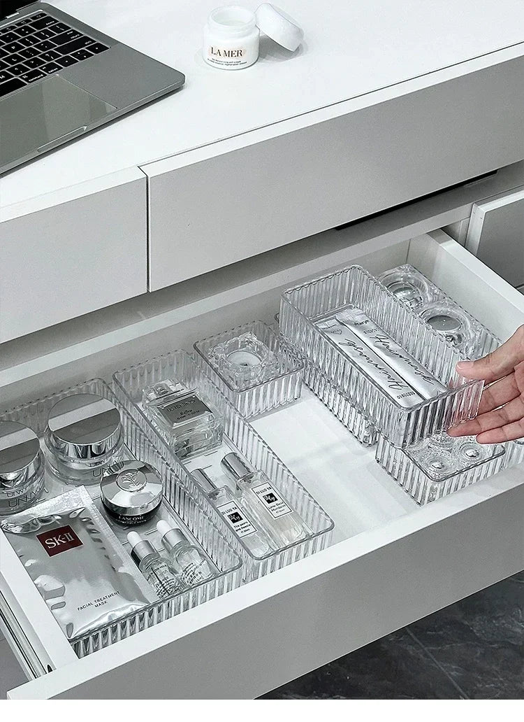 Organizador Modular de Cajones Transparente Bandejas de Almacenamiento Multiuso para Maquillaje, Tocador de Baño, Herramientas de Cocina y Organización de Cuidado de la Piel