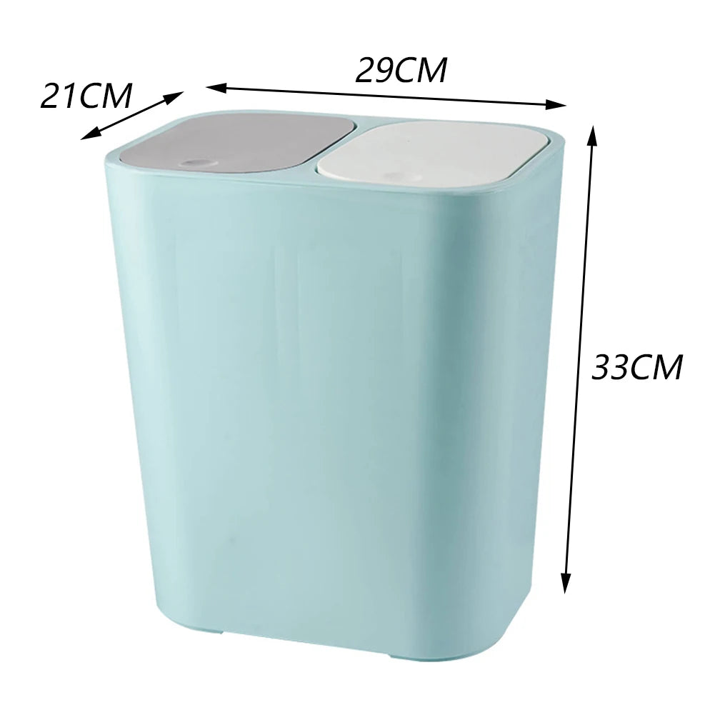 Cubo de basura de cocina de 15L Doble reciclaje 2 secciones Decoración del hogar Sala de estar Dormitorio Baño