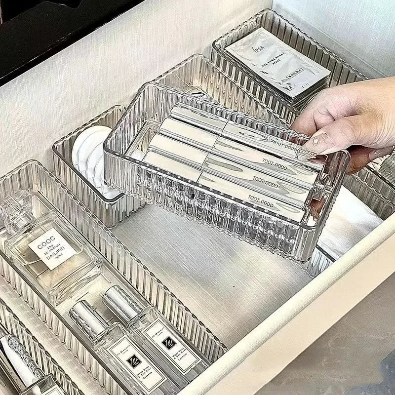 Organizador Modular de Cajones Transparente Bandejas de Almacenamiento Multiuso para Maquillaje, Tocador de Baño, Herramientas de Cocina y Organización de Cuidado de la Piel