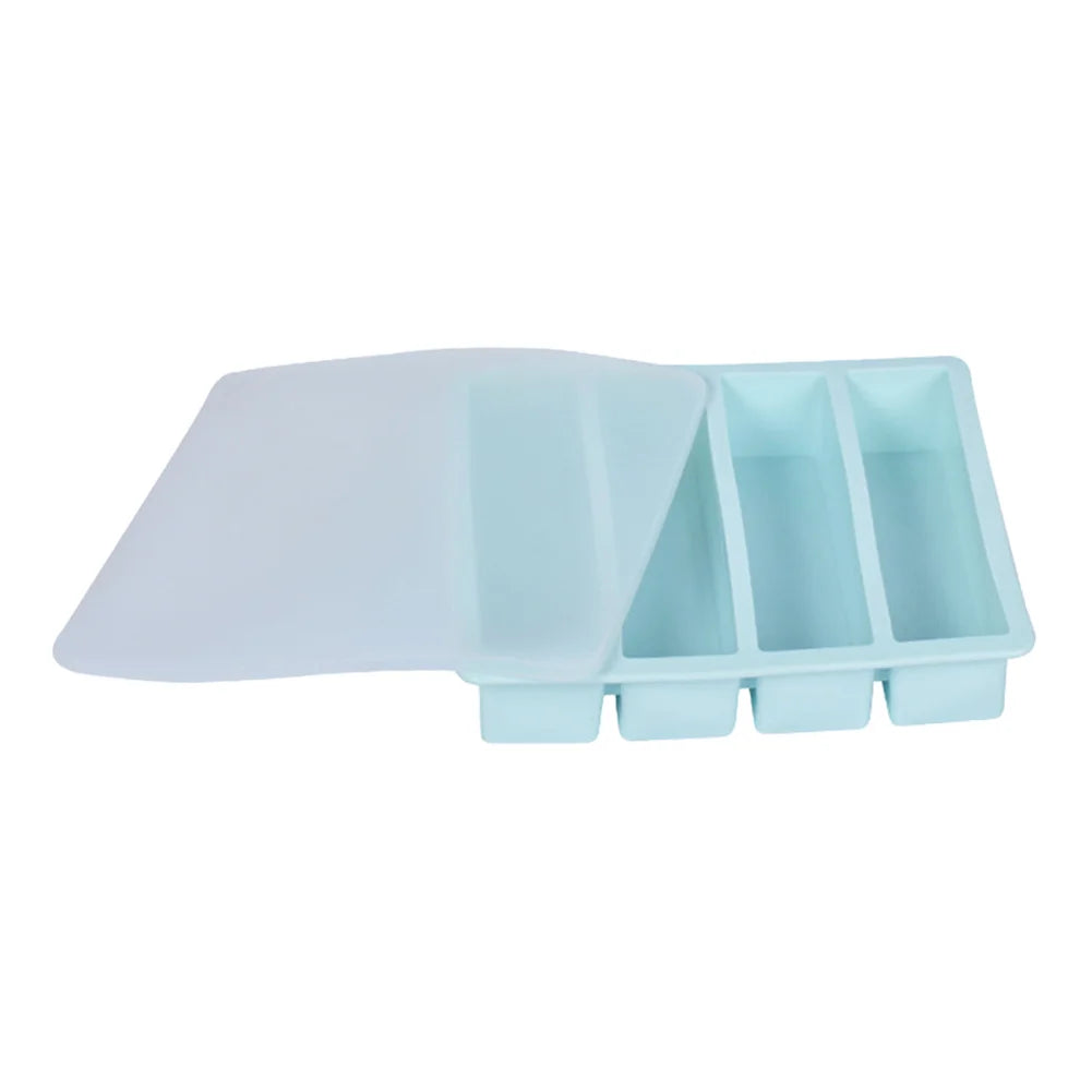 Bandeja de Hielo Larga con 4 Compartimentos, Molde de Hielo de Silicona Reutilizable, Fabricante de Cubitos de Hielo de Silicona de Calidad Alimentaria y Libre de BPA