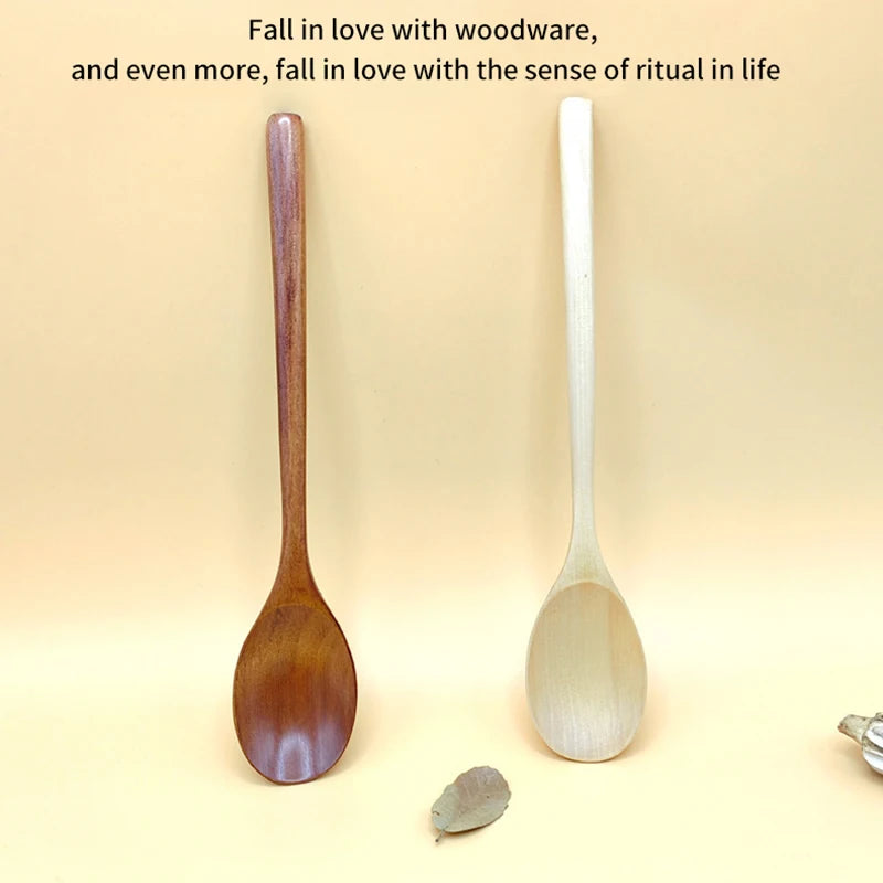 Cuchara de Madera de 1 Pieza Cuchara de Cocina de Bambú Estilo Coreano 9 Pulgadas Utensilios de Mesa de Madera Natural para Sopa Cuchara para Cocinar Miel Café Cuchara para Mezclar