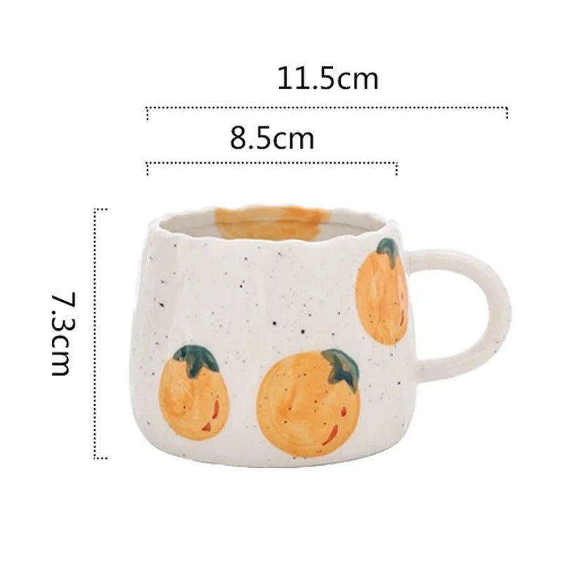 Taza de café de cerámica con superficie esmaltada, dibujo de frutas de caricatura, tazas para niños, taza de porcelana de fresa para niños