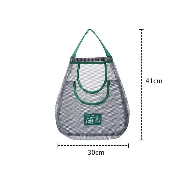 1PC Bolsa de Almacenamiento Colgante de Malla Portátil Multiusos Transpirable para Cocina, Frutas y Verduras