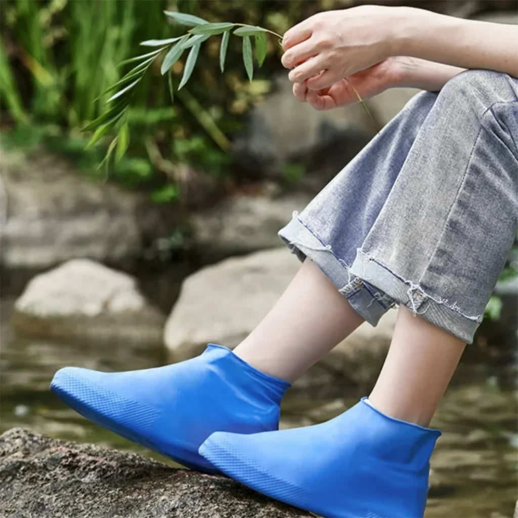 1 Par de Botas de Lluvia de Goma, Sobres de Zapatos para Uso al Aire Libre, Cubrezapatos Impermeables de Silicona, Cubrezapatos para Días Lluviosos, Reutilizables Antideslizantes
