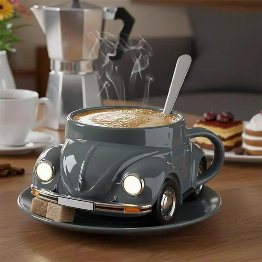 Taza de café con forma de escarabajo, taza de café con forma de coche escarabajo hecha a mano, novedosa, divertida e imaginativa, regalo creativo para amantes de los escarabajos, adecuada