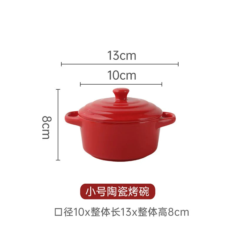 1 pieza de cuenco pequeño de cerámica con doble asa - Seguro para horno para flan de huevo al vapor, sopa casera, pudín, horneado y guisos