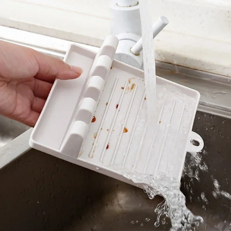Soporte para cucharas de cocina, soporte para tenedores y espátulas, estante de almacenamiento, soporte para palillos de plástico, almohadilla antideslizante para cucharas, conveniente y práctico