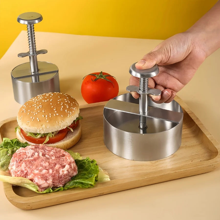 Prensa para Hamburguesas, Acero Inoxidable 304, Antiadherente, Molde Redondo Manual para Bolas de Arroz, Grosor Ajustable, Herramientas de Cocina para Carne de Res y BBQ