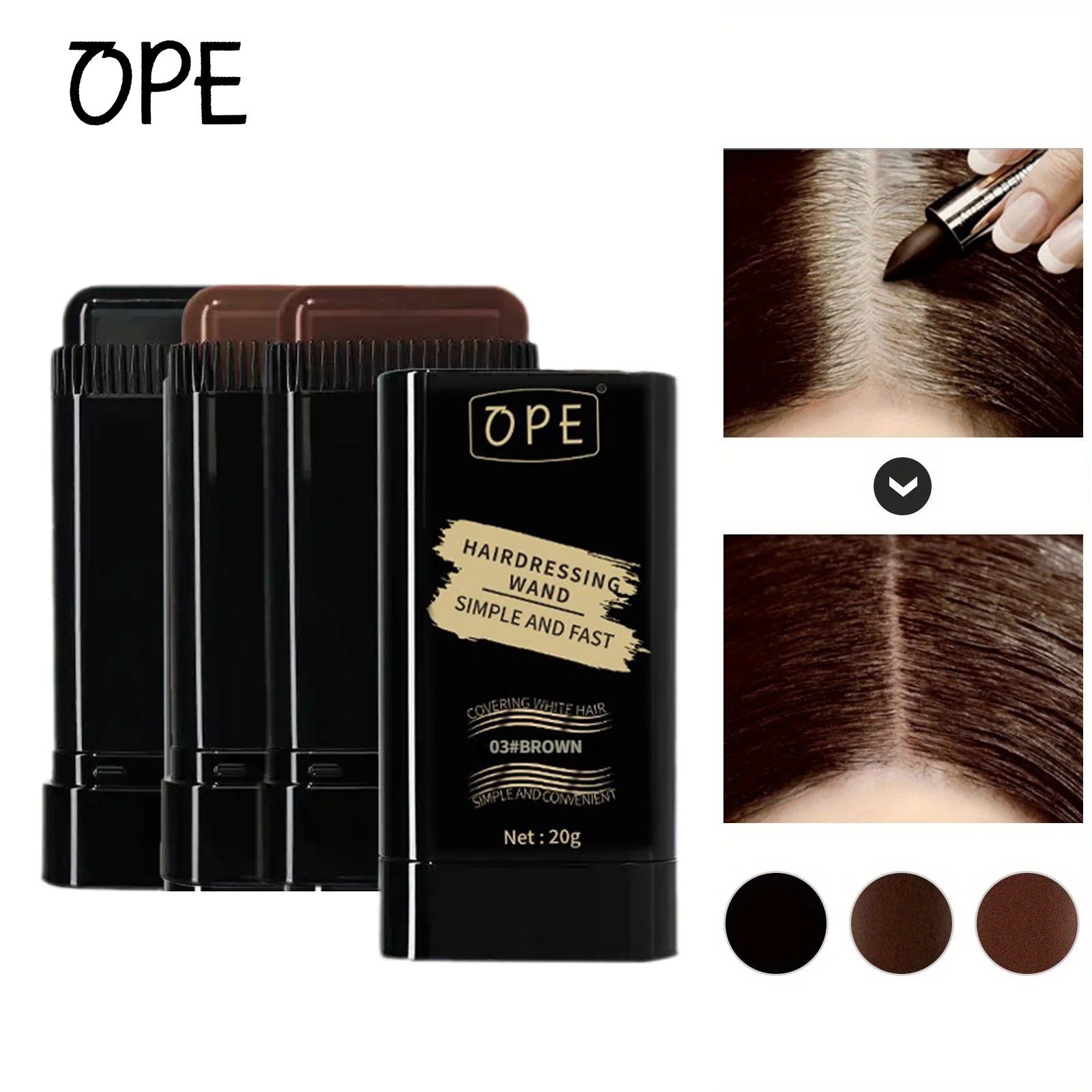 Waterproof Gray Hair Concealer Stick Natural Black Quick Touch Up for Men Women 20g