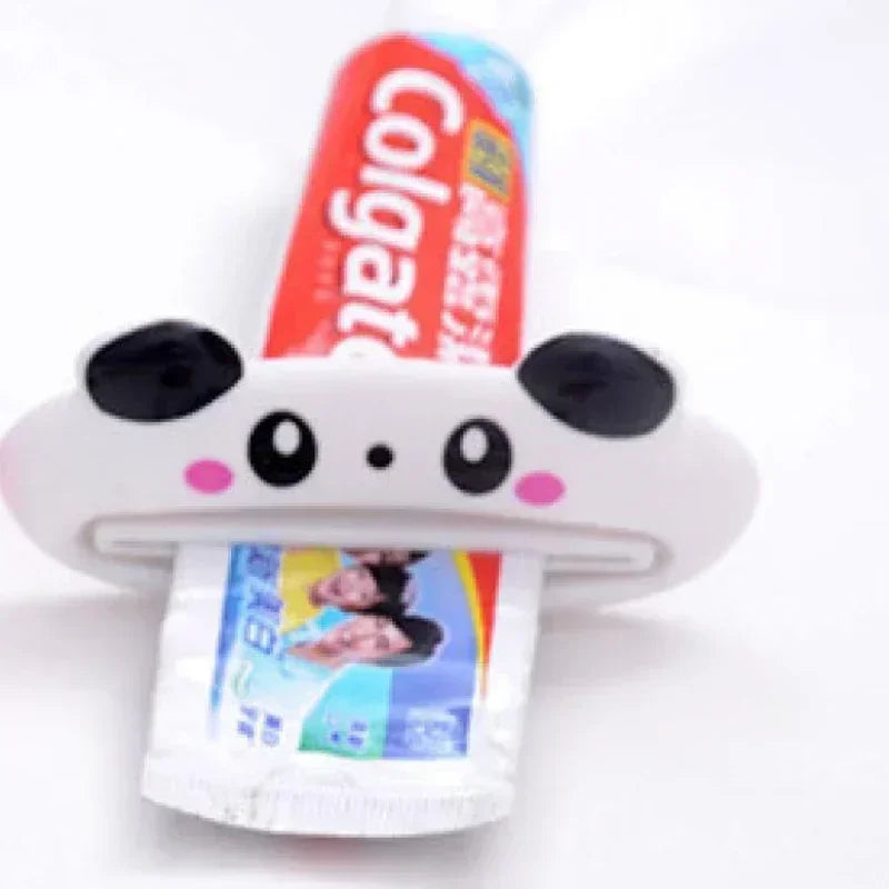 Lindo dispensador de pasta de dientes en caricatura enrollable, clips para limpiador facial, soporte de pasta de dientes para niños, ahorrador de tubo, accesorios de baño