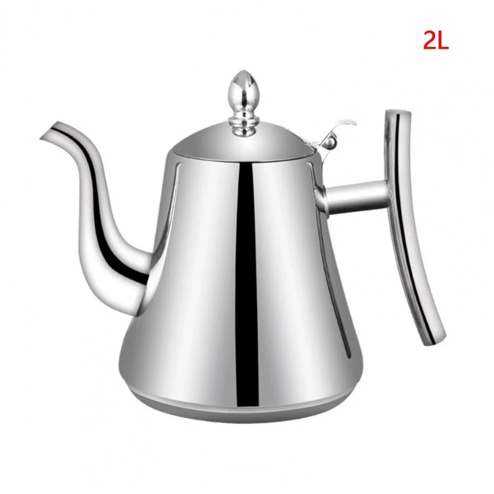 Tetera de acero inoxidable de 1.0L/1.5L/2.0L, con infusor extraíble para té de flores sueltas, tetera de café segura para estufa