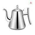 Tetera de acero inoxidable de 1.0L/1.5L/2.0L, con infusor extraíble para té de flores sueltas, tetera de café segura para estufa