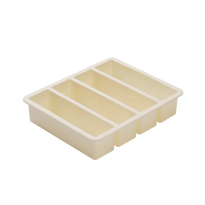 Bandeja de hielo cuadrada de 4 celdas, tira larga, molde de silicona de grado alimenticio, bandeja de hielo rectangular reutilizable para el hogar con tapa o sin tapa