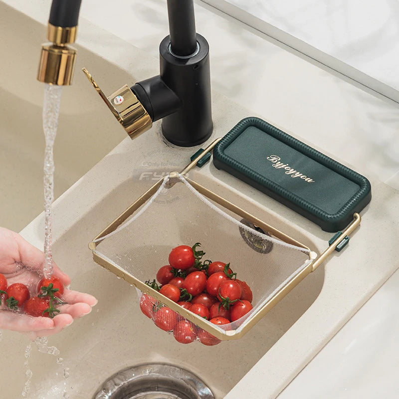 Estante de Filtro para Fregadero de Cocina, Colador Plegable para Fregadero, Bolsa de Malla, Soporte, Red de Almacenamiento de Basura, Estante, Bolsa de Malla Desechable para Basura