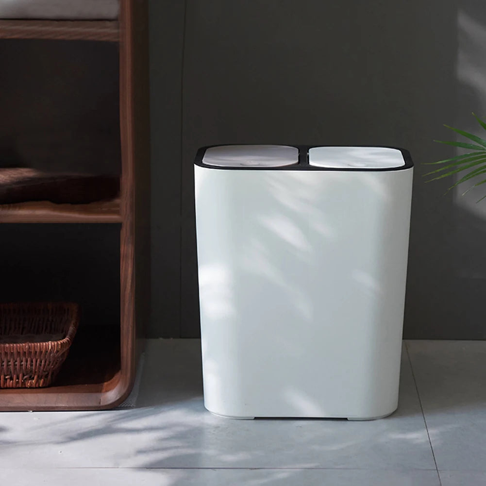 Cubo de basura de cocina de 15L Doble reciclaje 2 secciones Decoración del hogar Sala de estar Dormitorio Baño