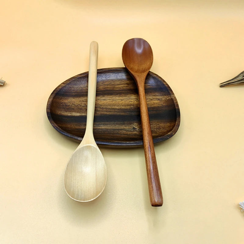 Cuchara de Madera de 1 Pieza Cuchara de Cocina de Bambú Estilo Coreano 9 Pulgadas Utensilios de Mesa de Madera Natural para Sopa Cuchara para Cocinar Miel Café Cuchara para Mezclar