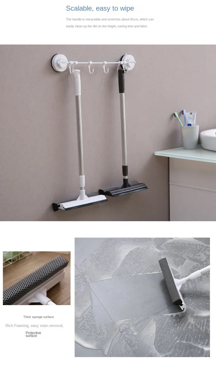 1 pieza Limpiador de Ventanas con Escurridor 2 en 1 Palo Retráctil Cepillo para Limpiar Ventanas Herramienta de Limpieza de Vidrio para Coche y Puerta de Ducha